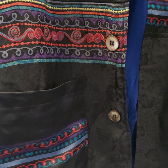 Chico's Design Silk Jacket with Blue and Red - Picture 5 of 7